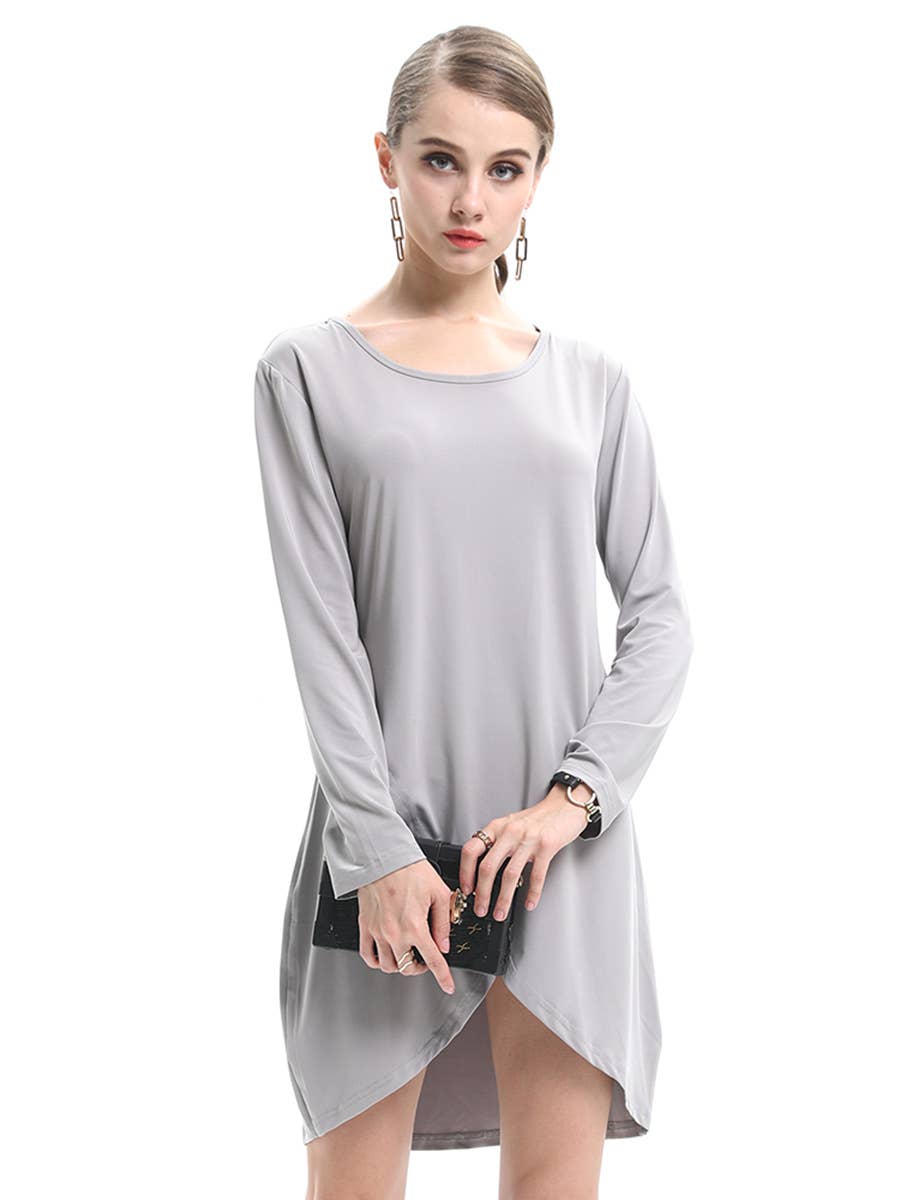 Crew-neck skirt Fashion long-sleeved dress