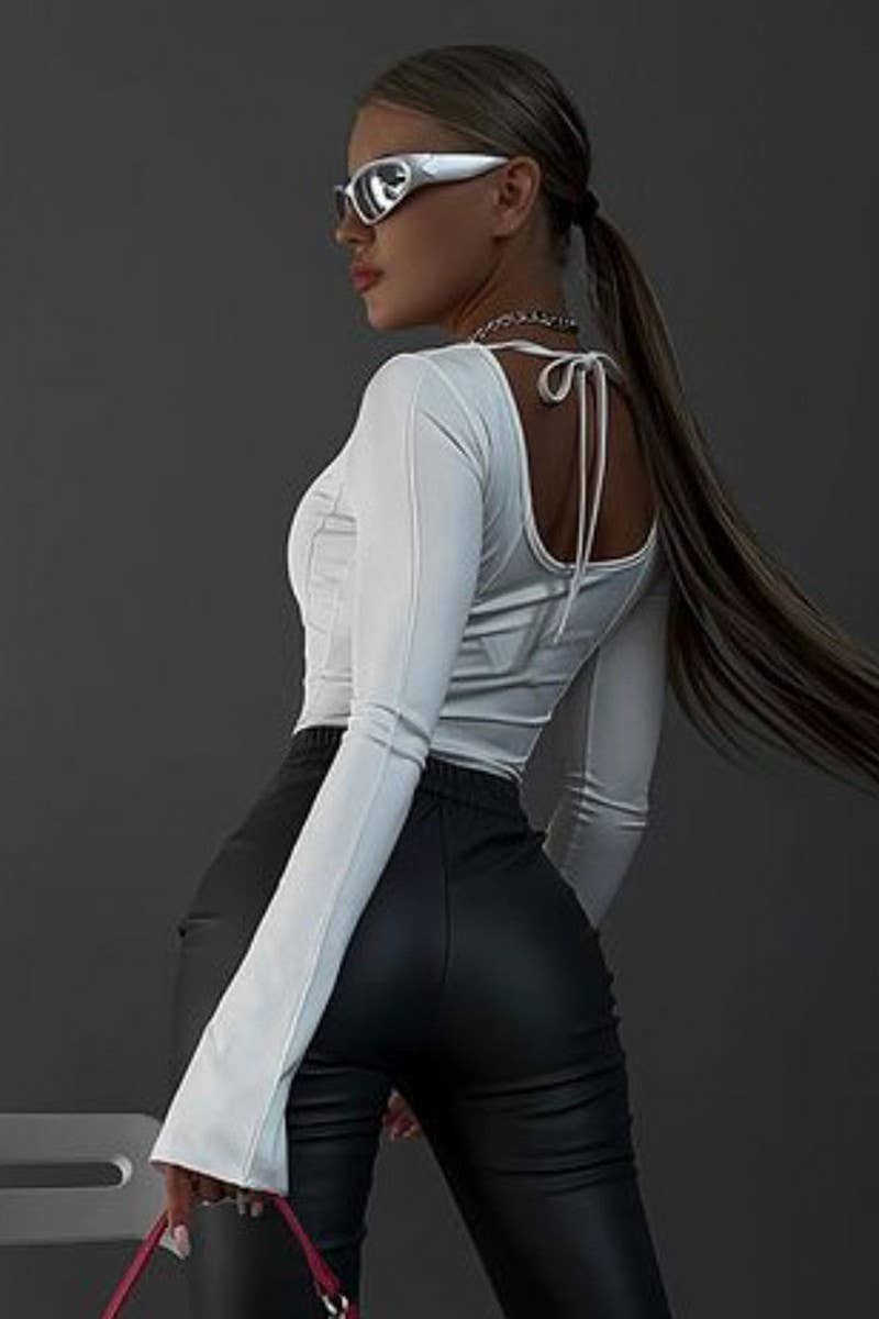 CWTBLL3436_SQUARE NECK PULLOVER SLIM LONG SLEEVE KNIT TOP