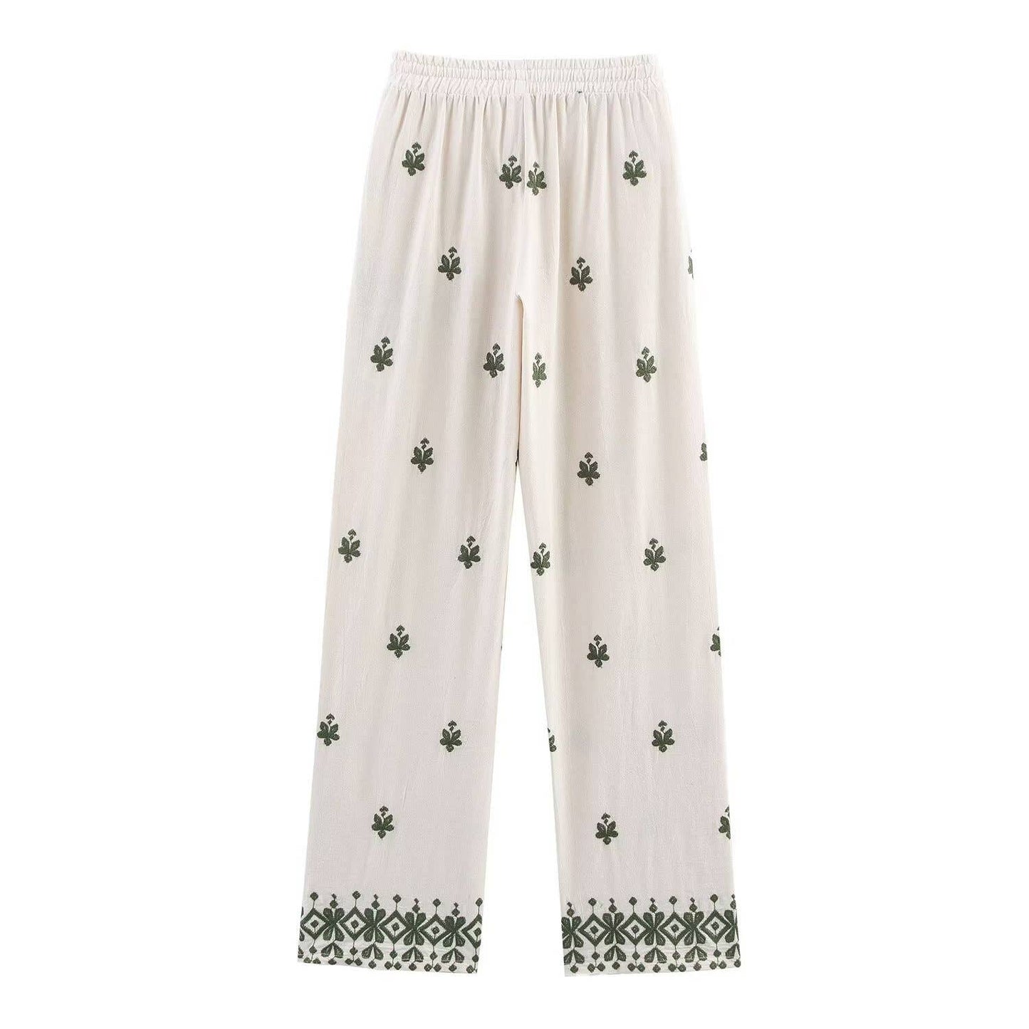 Fashion versatile embroidered casual trousers