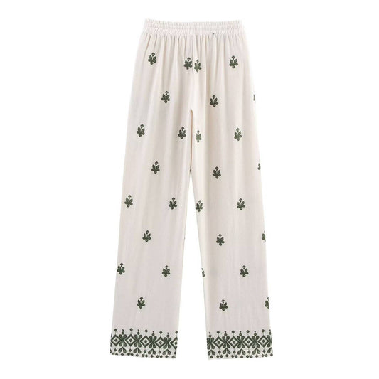 Fashion versatile embroidered casual trousers