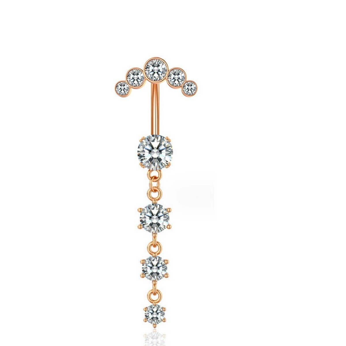 Multi CZ Belly Ring Dangle Navel Piercing Dance