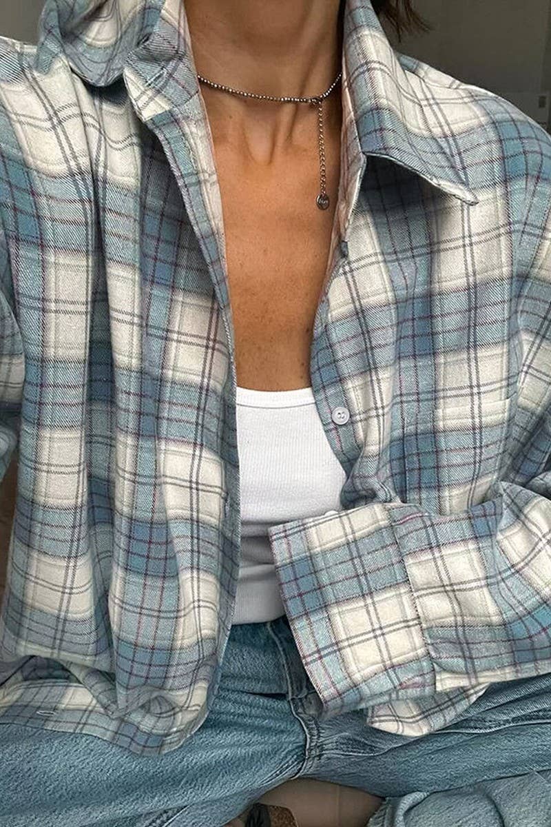 CWTSTL2599_PLAID LOOSE CASUAL LONG SLEEVE SHIRT TOP