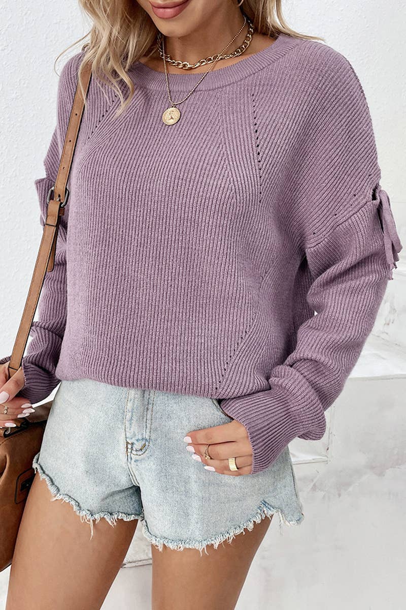 CWOSWL587 Oversized Off Shoulder Crew Neck Pullover Sweater