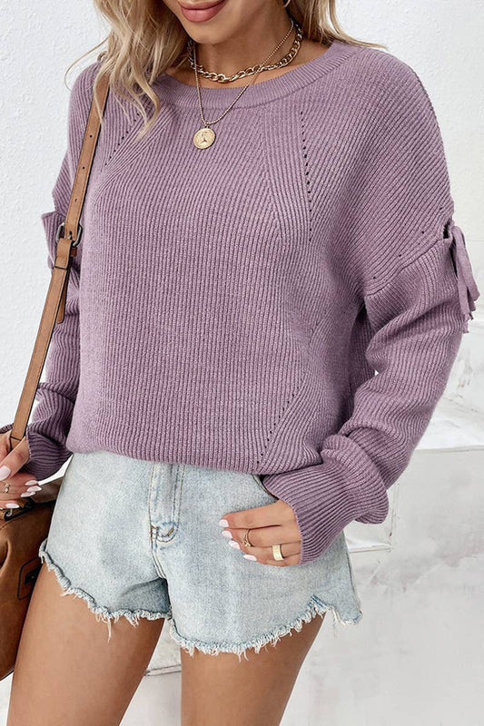 CWOSWL587 Oversized Off Shoulder Crew Neck Pullover Sweater