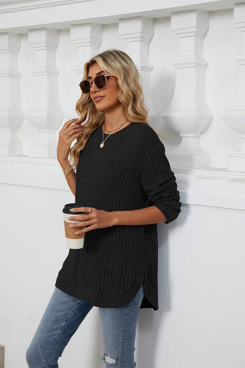 CWTBLL3744_AUTUMN AND WINTER COLLAR CASUAL TOPS
