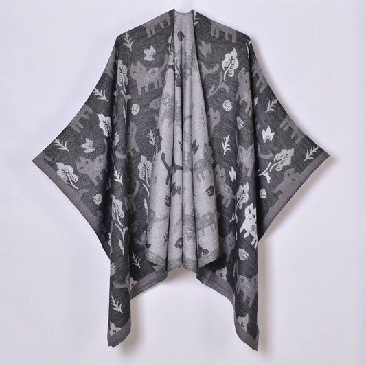 DOUBLE-SIDED JACQUARD CARDIGAN SHAWL