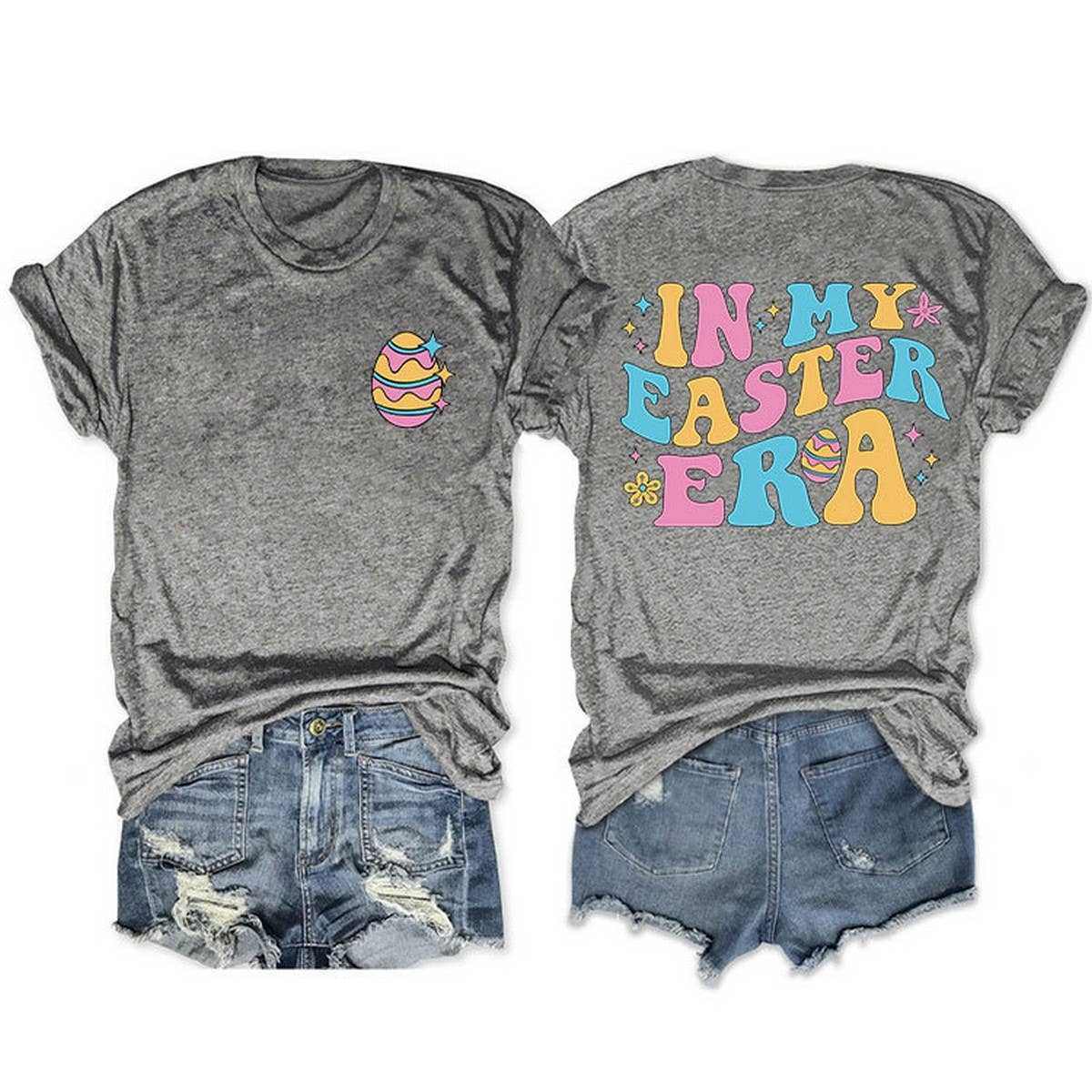EASTER TREND DOUBLE SIDED LETTER PRINTED TEES_CWTTS0869