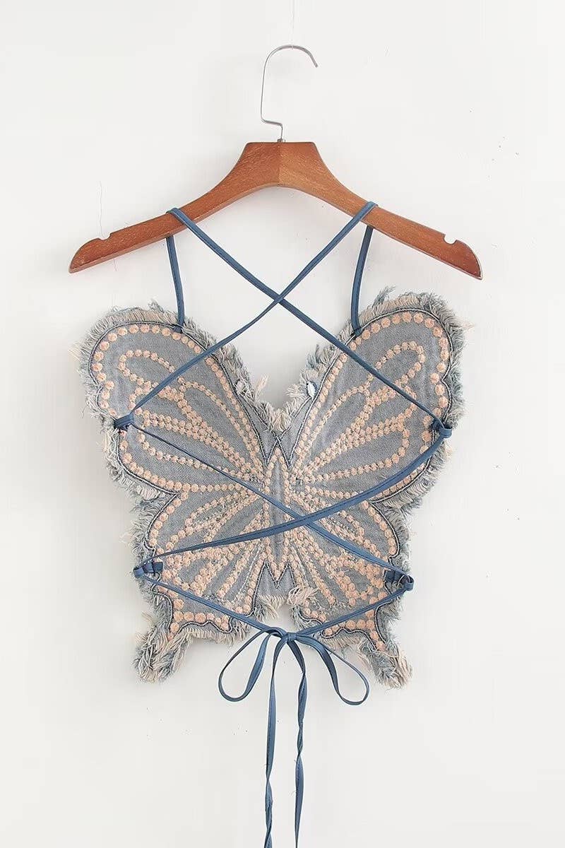 CWTTK0611_SEXY OPEN BACK DENIM EMBROIDERED CAMISOLE