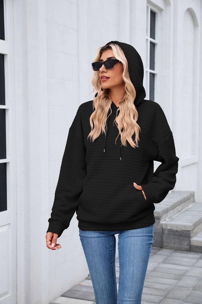 CWOHOL00659_CASUAL POCKET DRAWSTRING LONG SLEEVE HOODIE