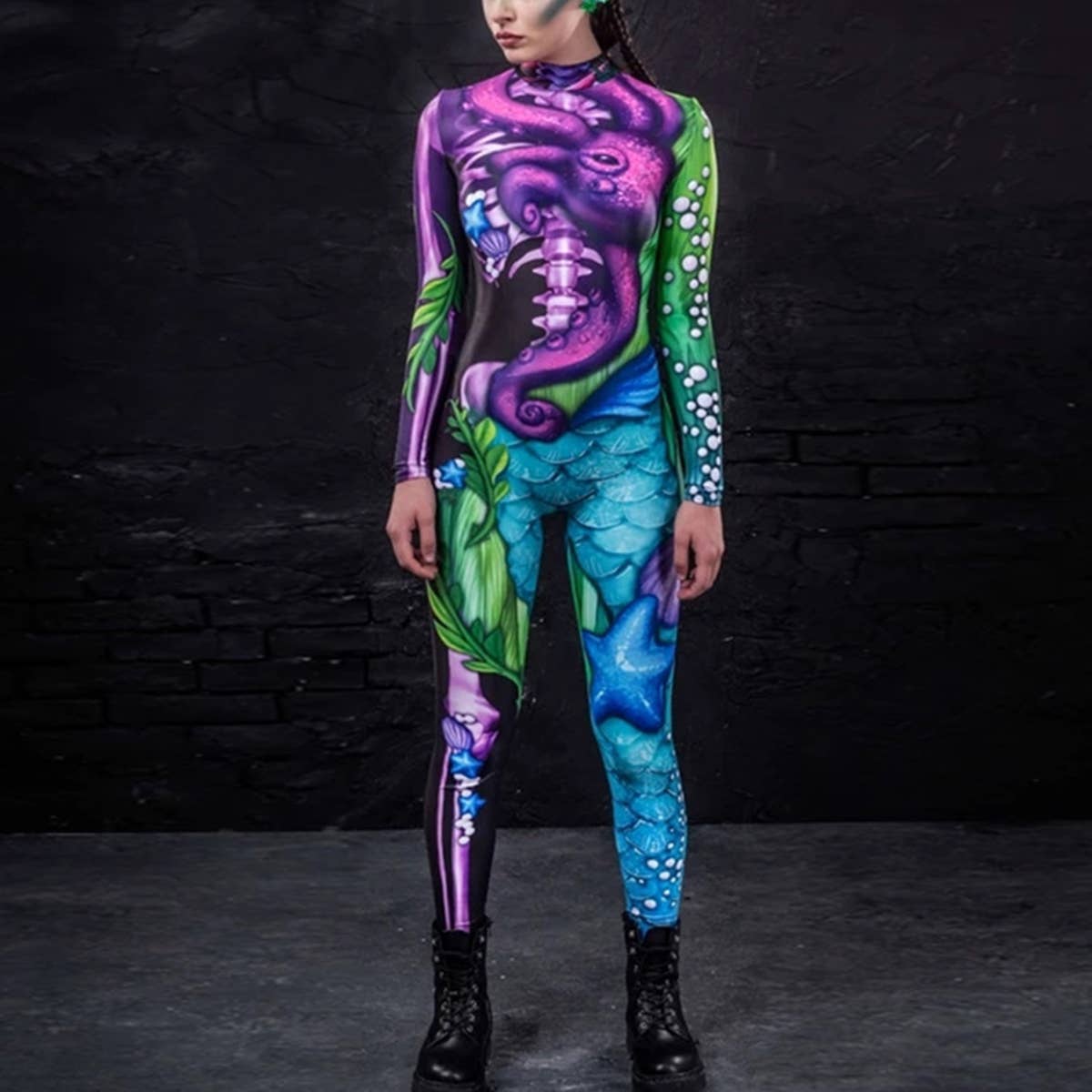 cosplay Halloween printed long-sleeved bodysuit
