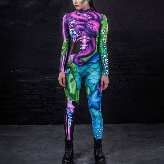 cosplay Halloween printed long-sleeved bodysuit