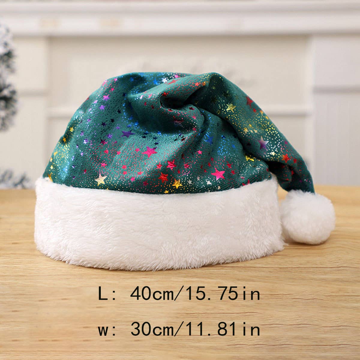 CWAH04584_RED SANTA HAT WITH GOLD STARS FOR CHRISTMAS PARTY