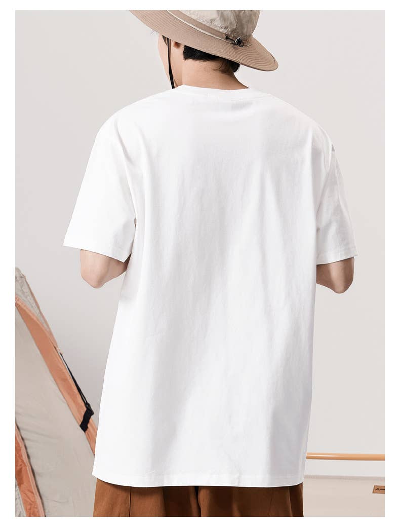 CWTTS0932_PINK LOVE HEART PRINTED ROUND NECK CASUAL T-SHIRT