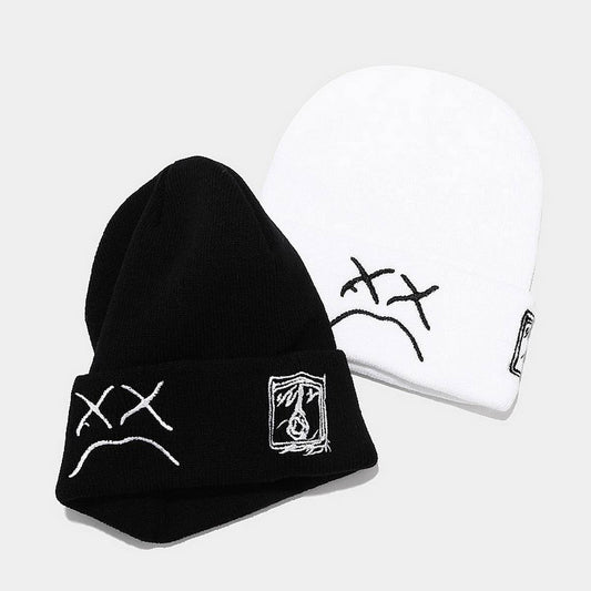 CRYING FACE EMBROIDERED KNITTED HAT?CWAH2144