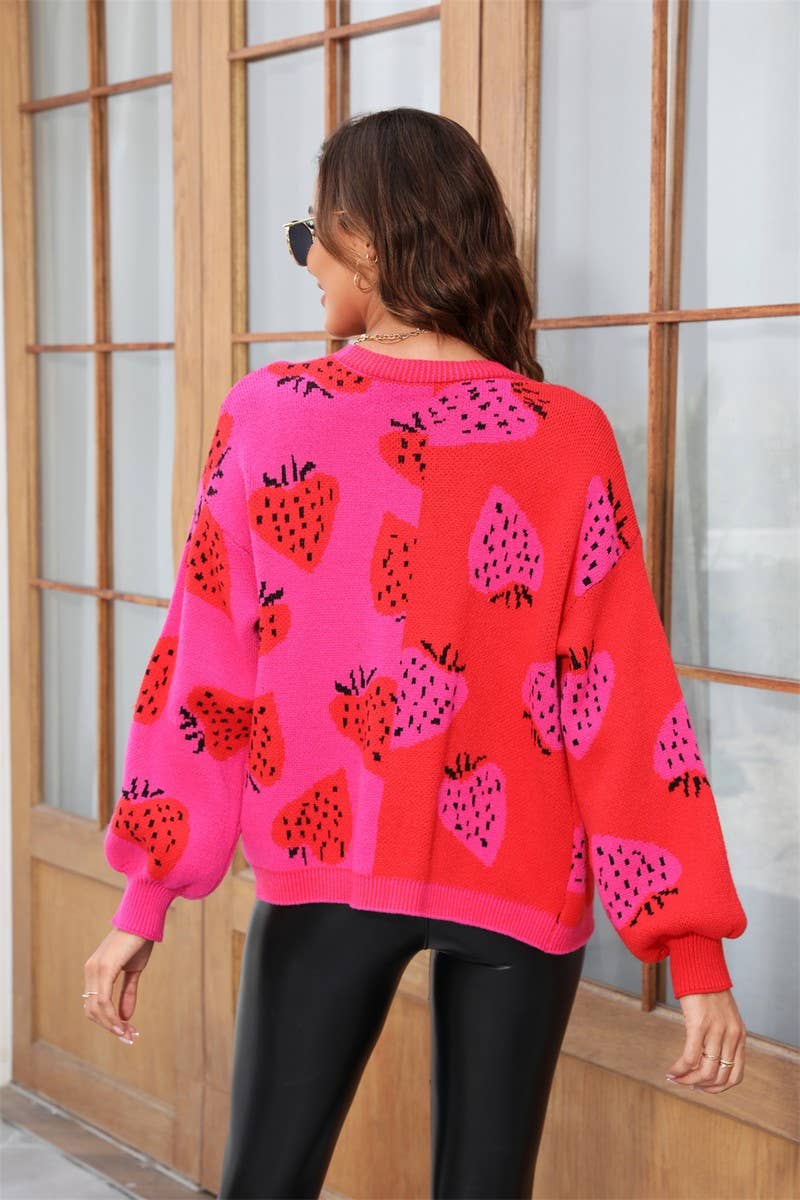 CWOSWL1660_Button Down Sleeve  V-Neck Cardigan Sweater