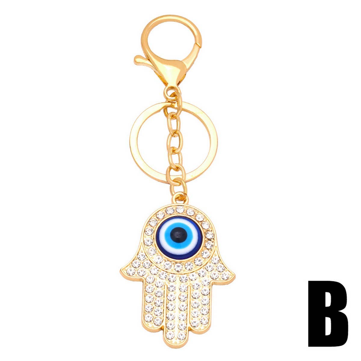 COLORED DIAMOND DEVIL'S EYE METAL KEYCHAIN PENDANT