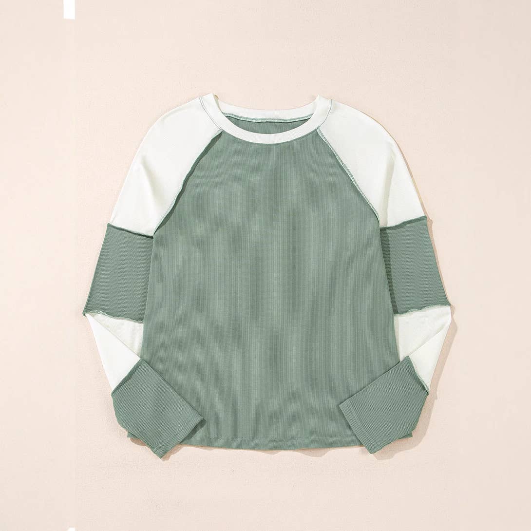 COLOR-MATCHED CREW-NECK KNIT OFF-SHOULDER HOODIE
