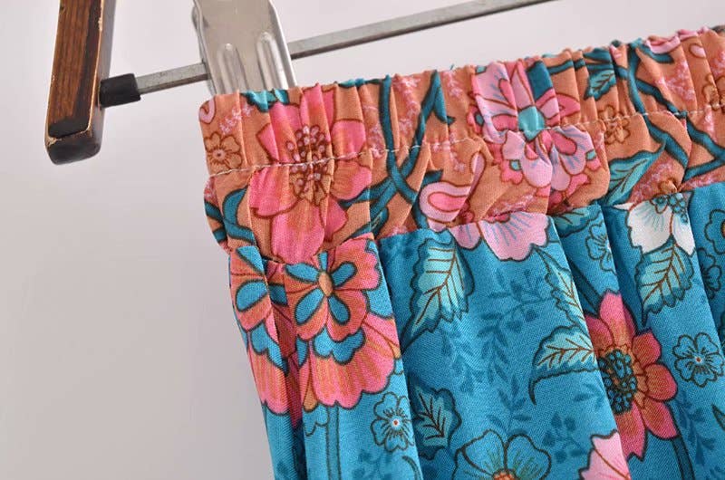 Bohemian resort-style cotton printed skirt