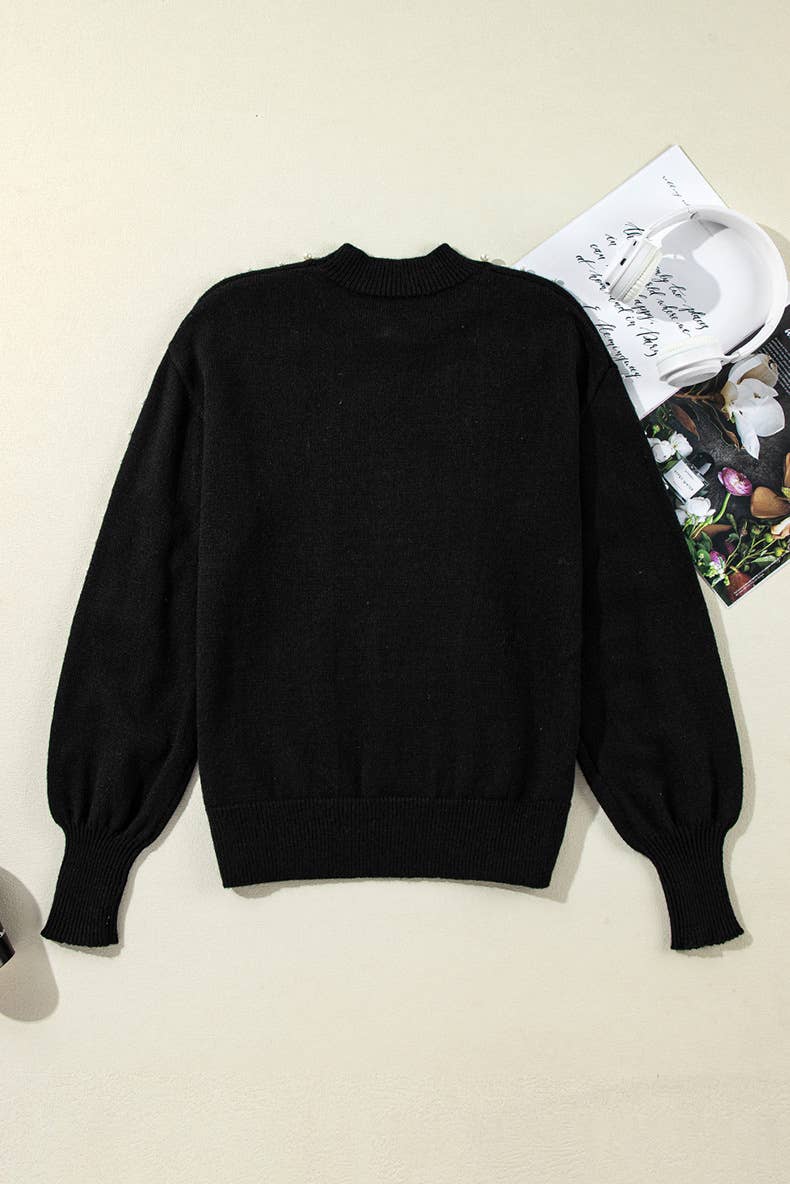 COMMUTER LADY WITH PEARL LONG SLEEVE SWEATER