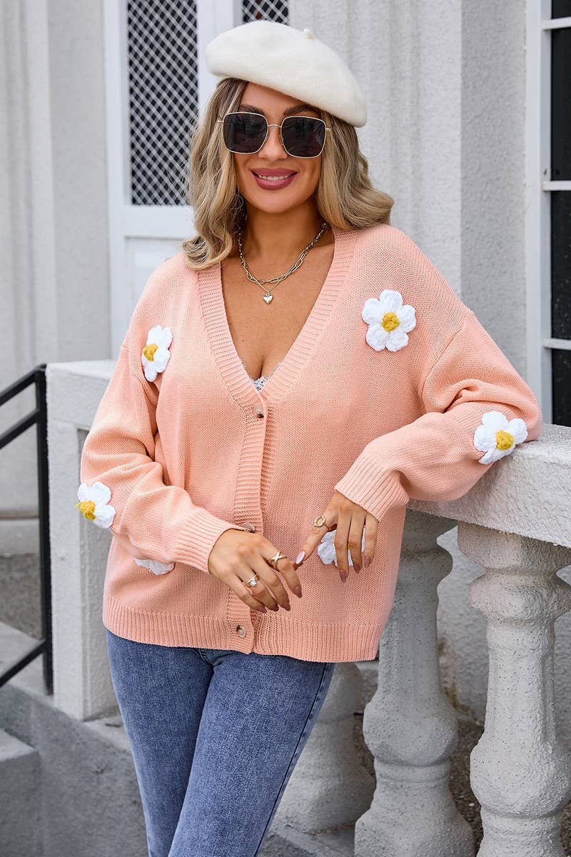 CWOCAL0929_FLORAL BUTTON KNIT CARDIGAN JACKET