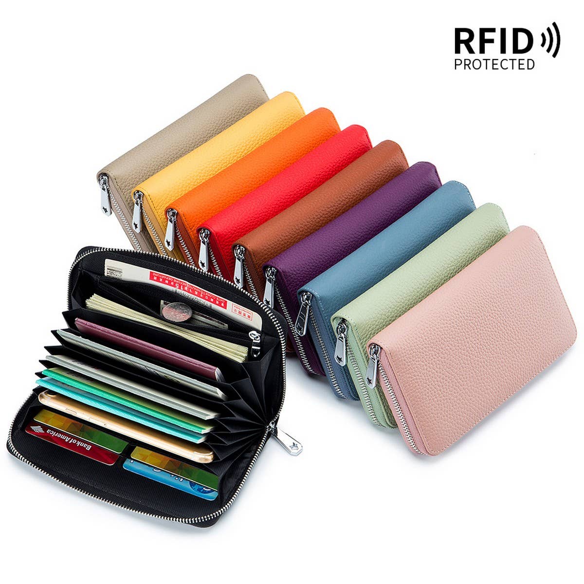 GENUINE LEATHER ZIPPER MULTIFUNCTIONAL LONG WALLET_CWAB3741