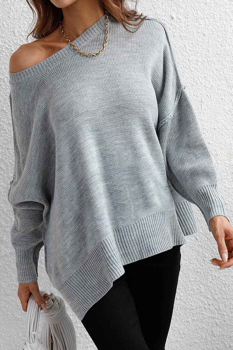 CWOSWL610 Oversized Long Sleeve Crew Neck Pullover Sweater