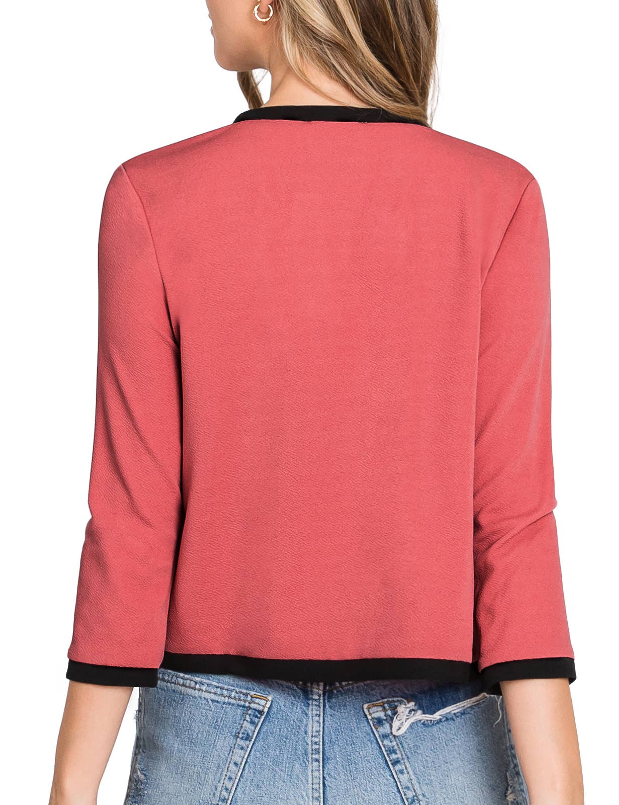 CWOBL103_3/4 Sleeve Bolero Open Front Cardigan