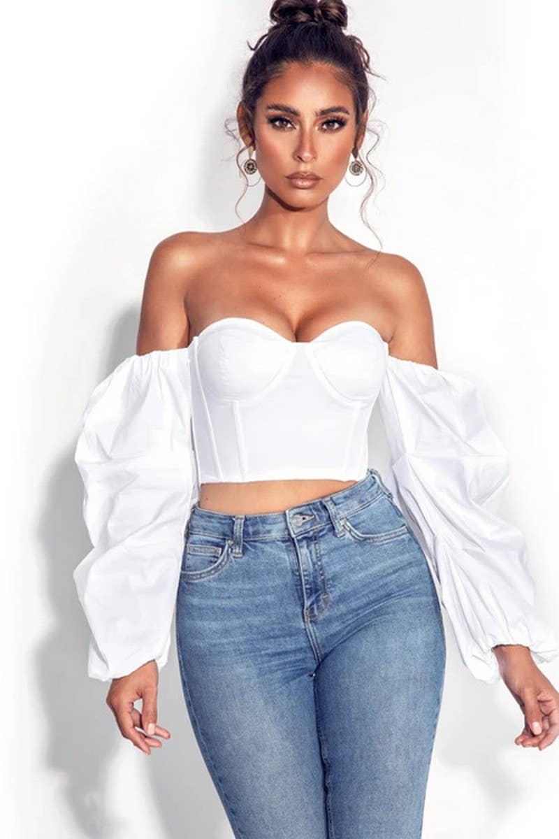 CWTBLL00800_ASYMMETRICAL LONG SLEEVE CROPPED BUSTIER TOP