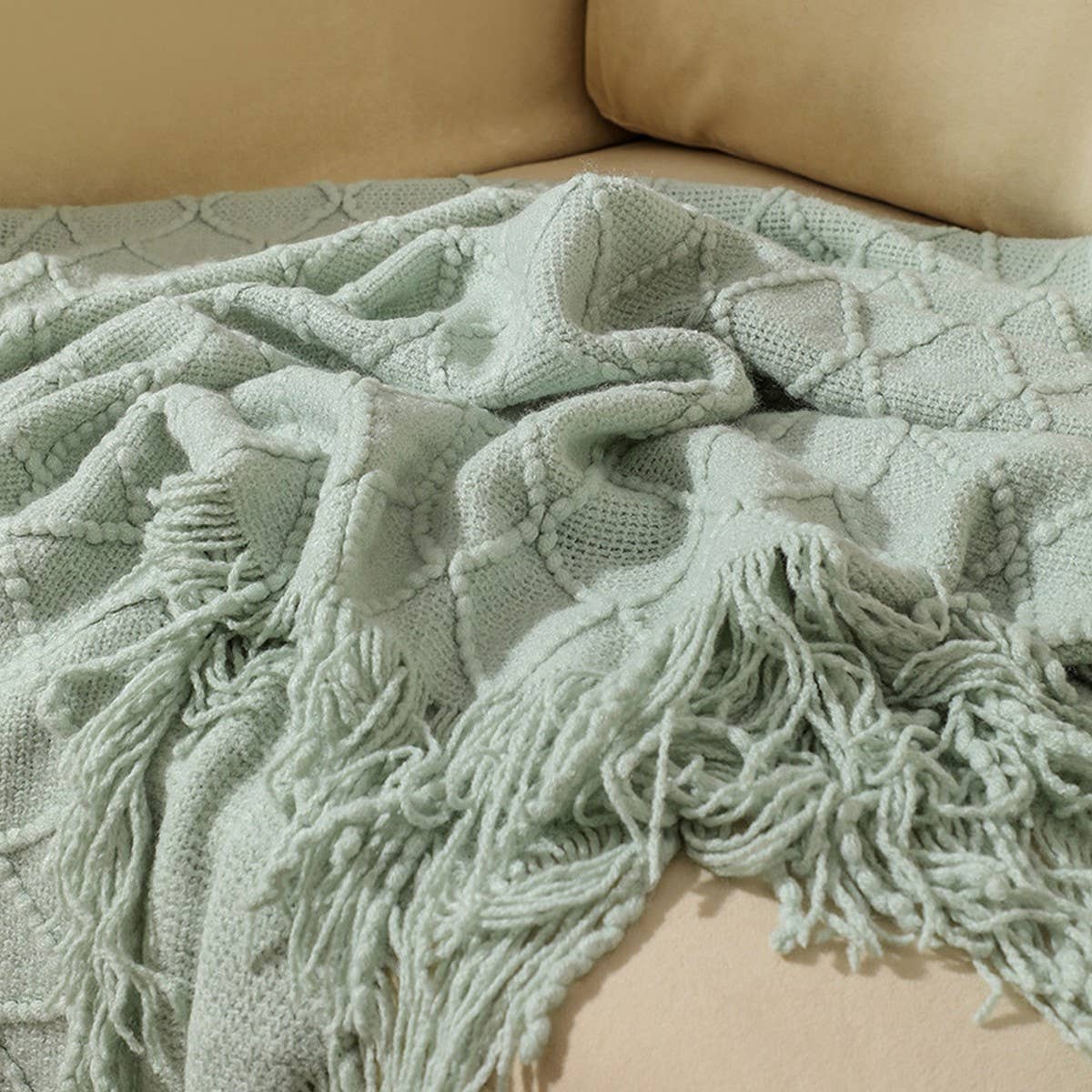 KNITTED TASSEL THIN BLANKET SOFA BLANKET