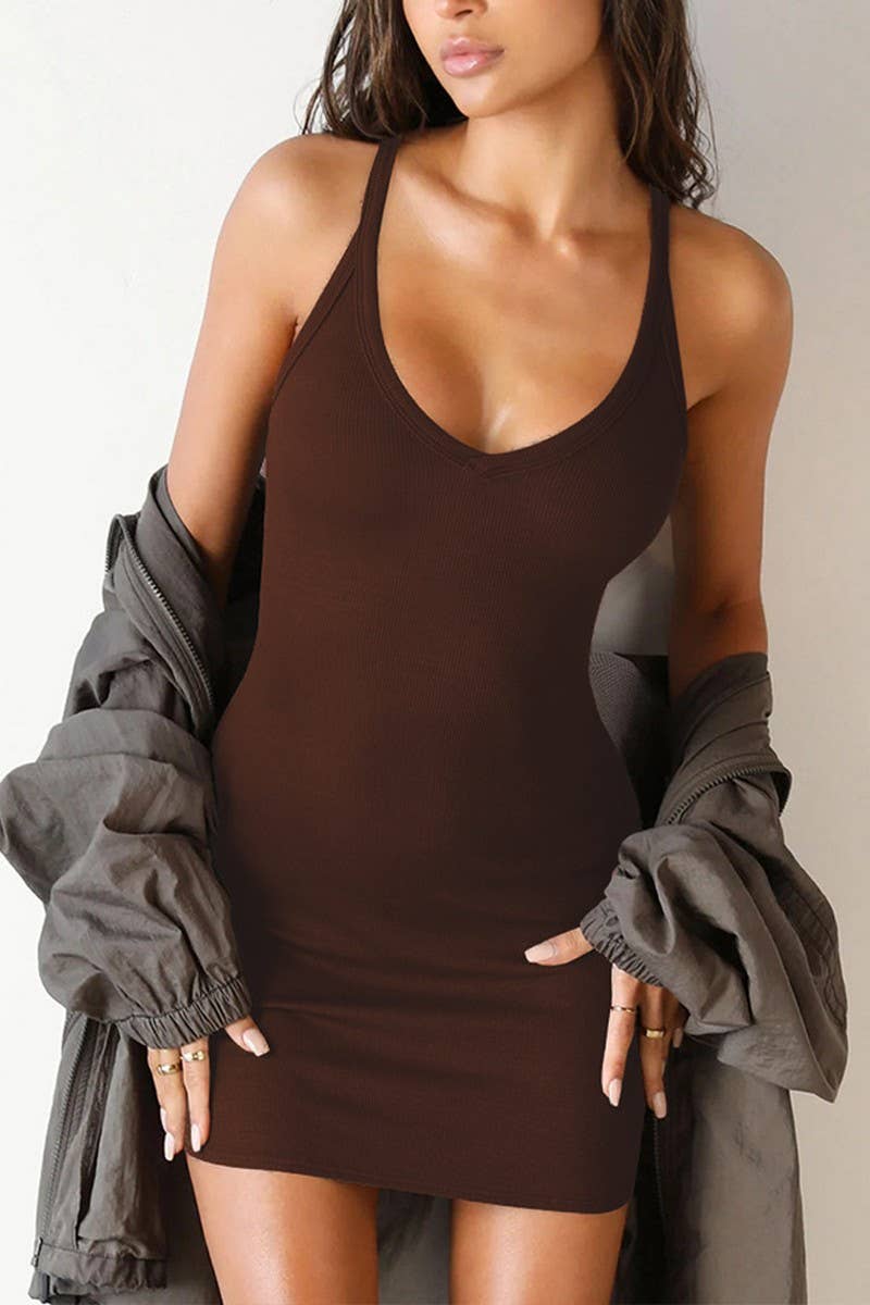 CWDSD8768_SOLID COLOR BODYCON CAMI MINI DRESS