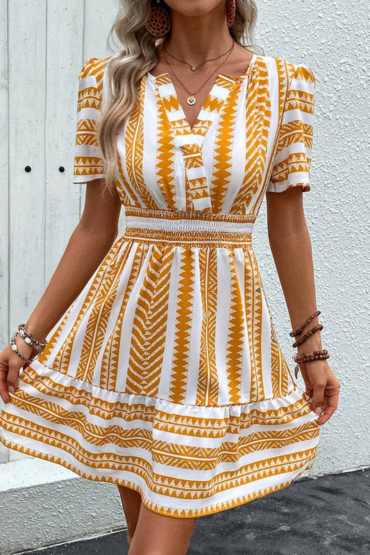 CWDSD7018_SUMMER V-NECK BOHEMIAN DRESS