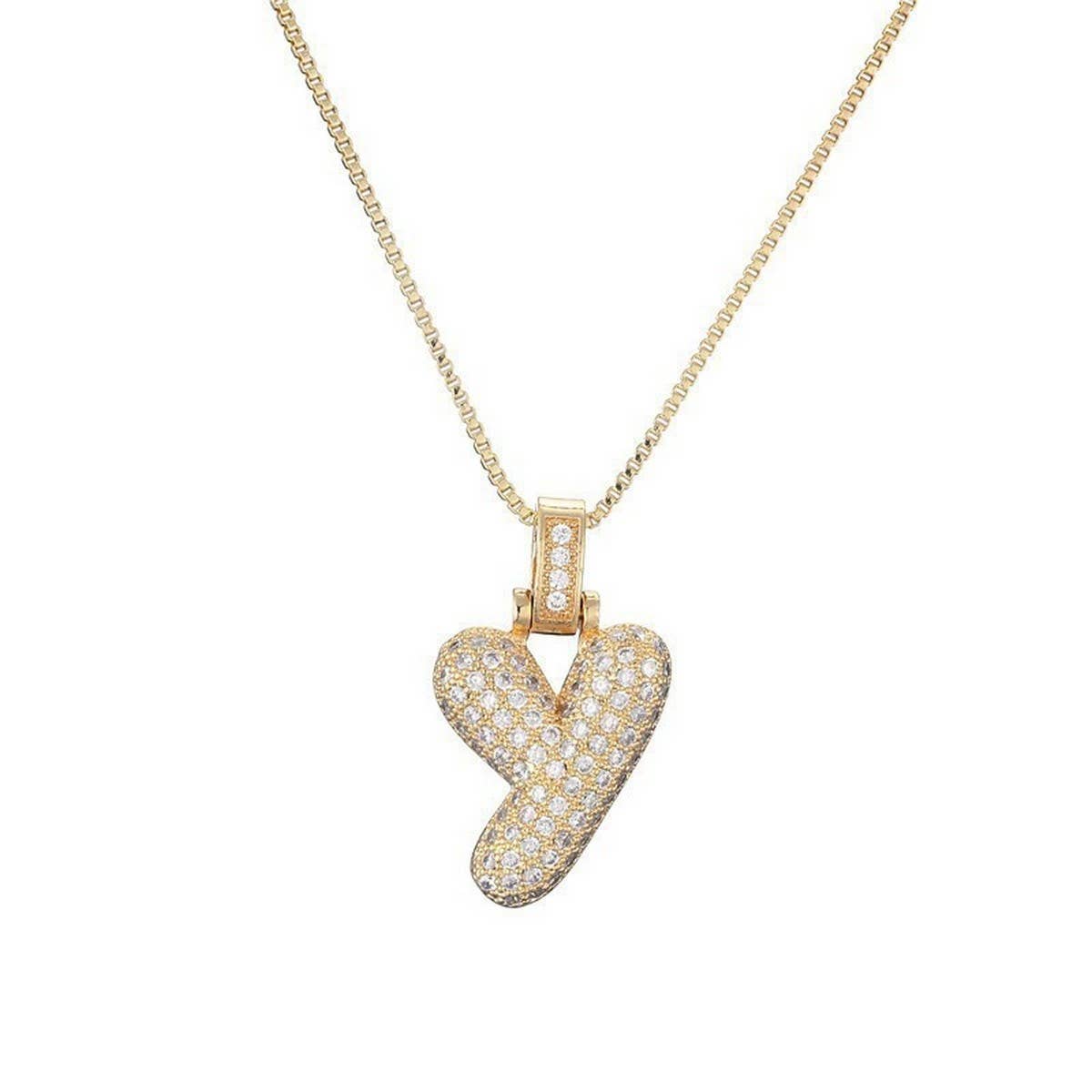 Copper Zirconia 26 Letters Pendant Necklace