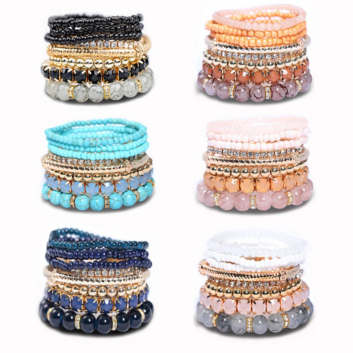 BOHEMIAN CREATIVE GLASS BEAD BRACELET_CWASC0690