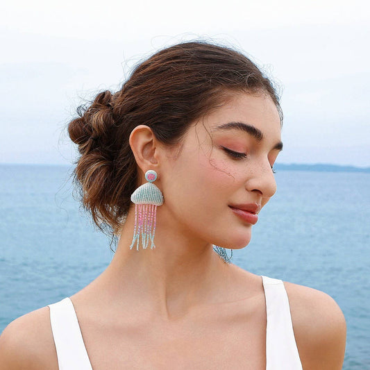 CUTE CARTOON DOLPHIN STARFISH RICE BEAD EARRINGS