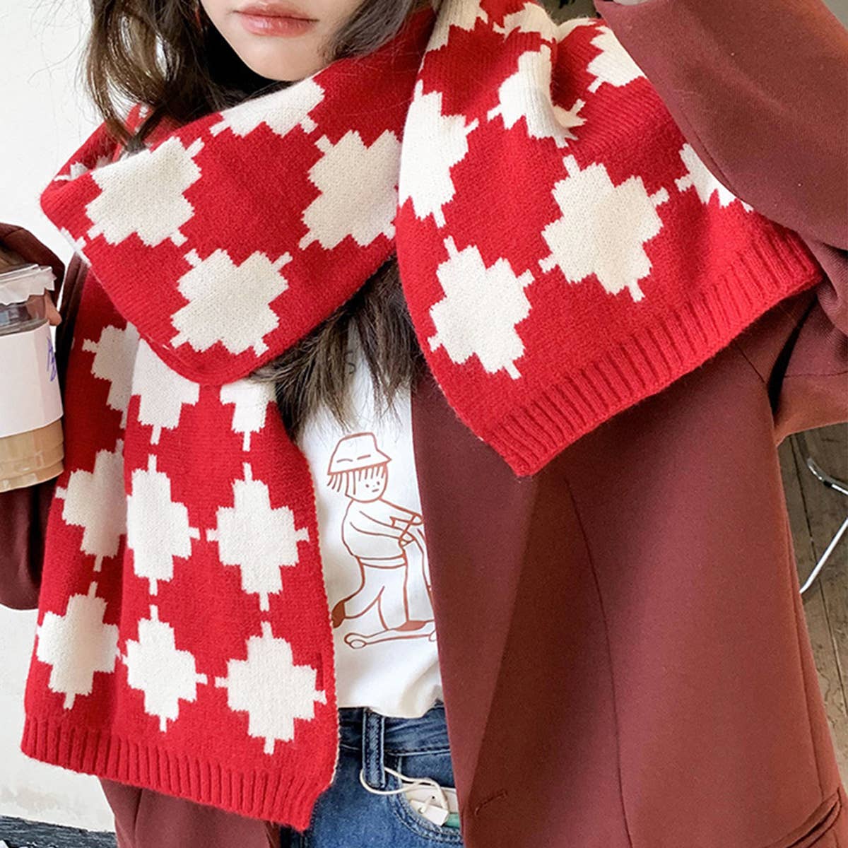 Knit Plaid Long Scarf for Women ? Fashion Wrap