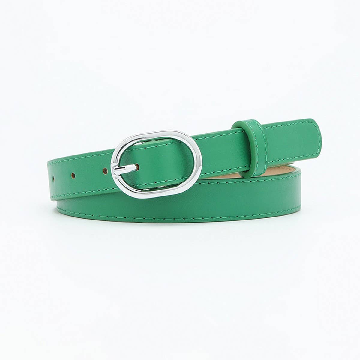 WOMEN'S BELT WITH SIMPLE SILVER BUCKLE DECORATION