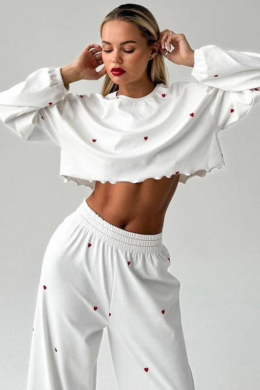 CWSPJ0356_HEART-PRINTED LONG-SLEEVED TROUSERS PAJAMAS SET
