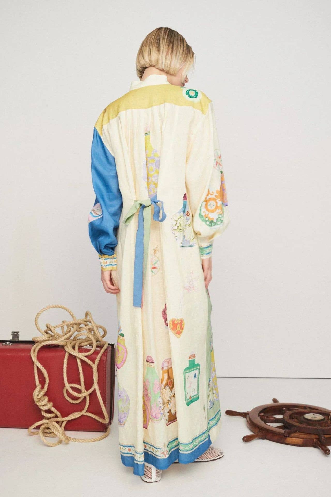 Casual fashion lace-up print long dress