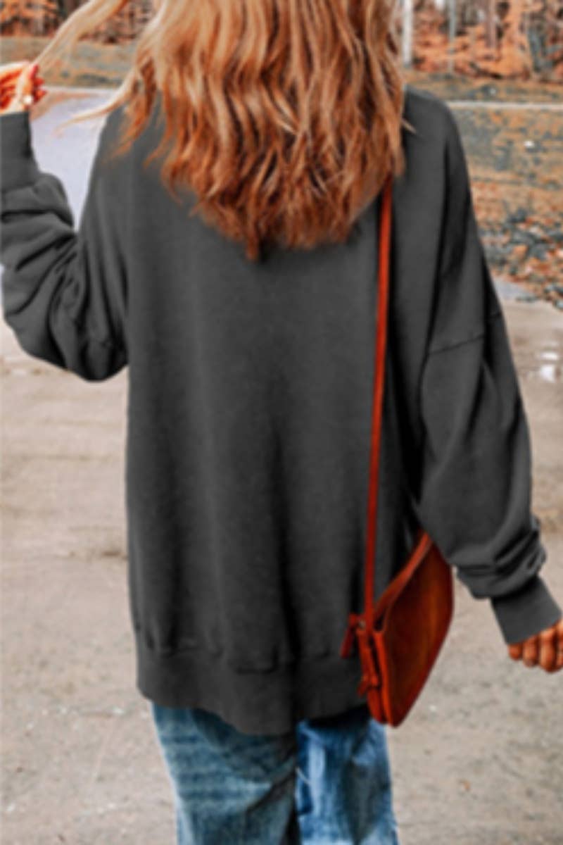 CWOHOL1055_SOLID COLOR CREW-NECK LONG-SLEEVED SLIT HOODIE