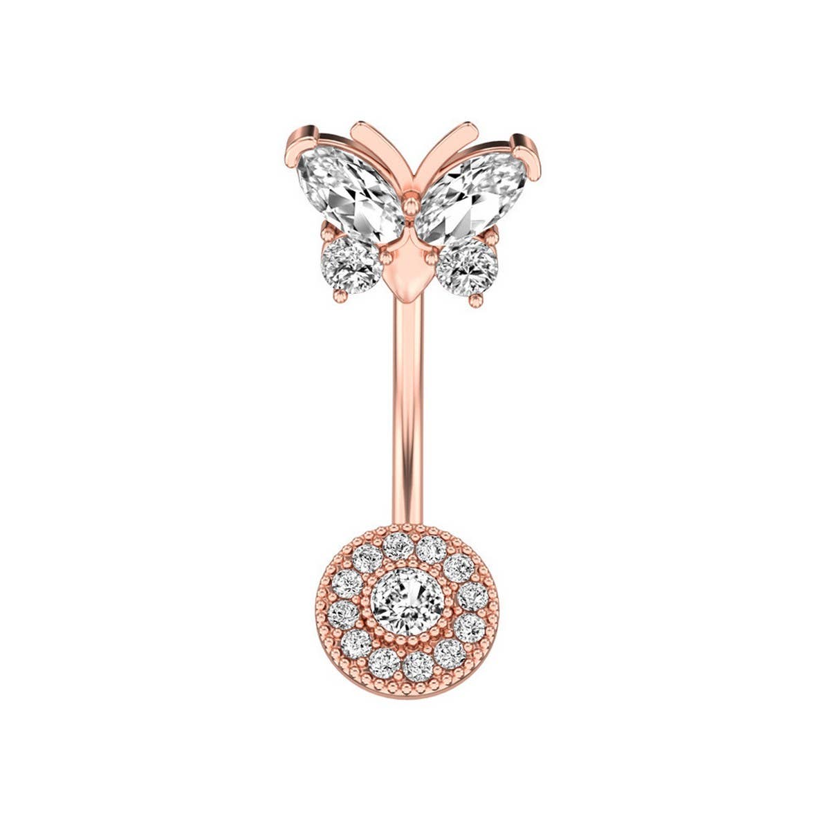 Copper CZ Butterfly Belly Ring Piercing