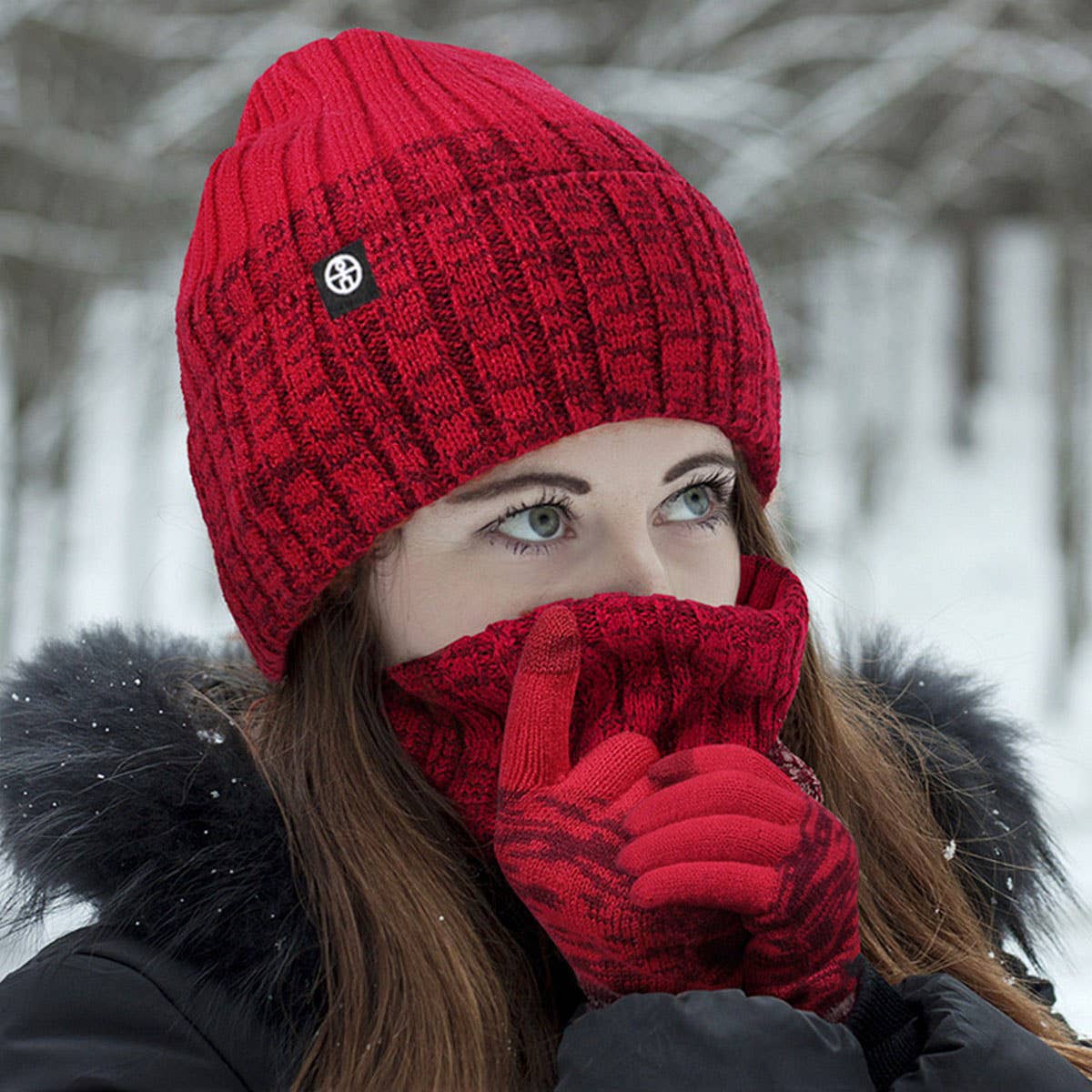 WINTER OUTDOOR COLD-PROOF KNITTED THREE-PIECE SUIT