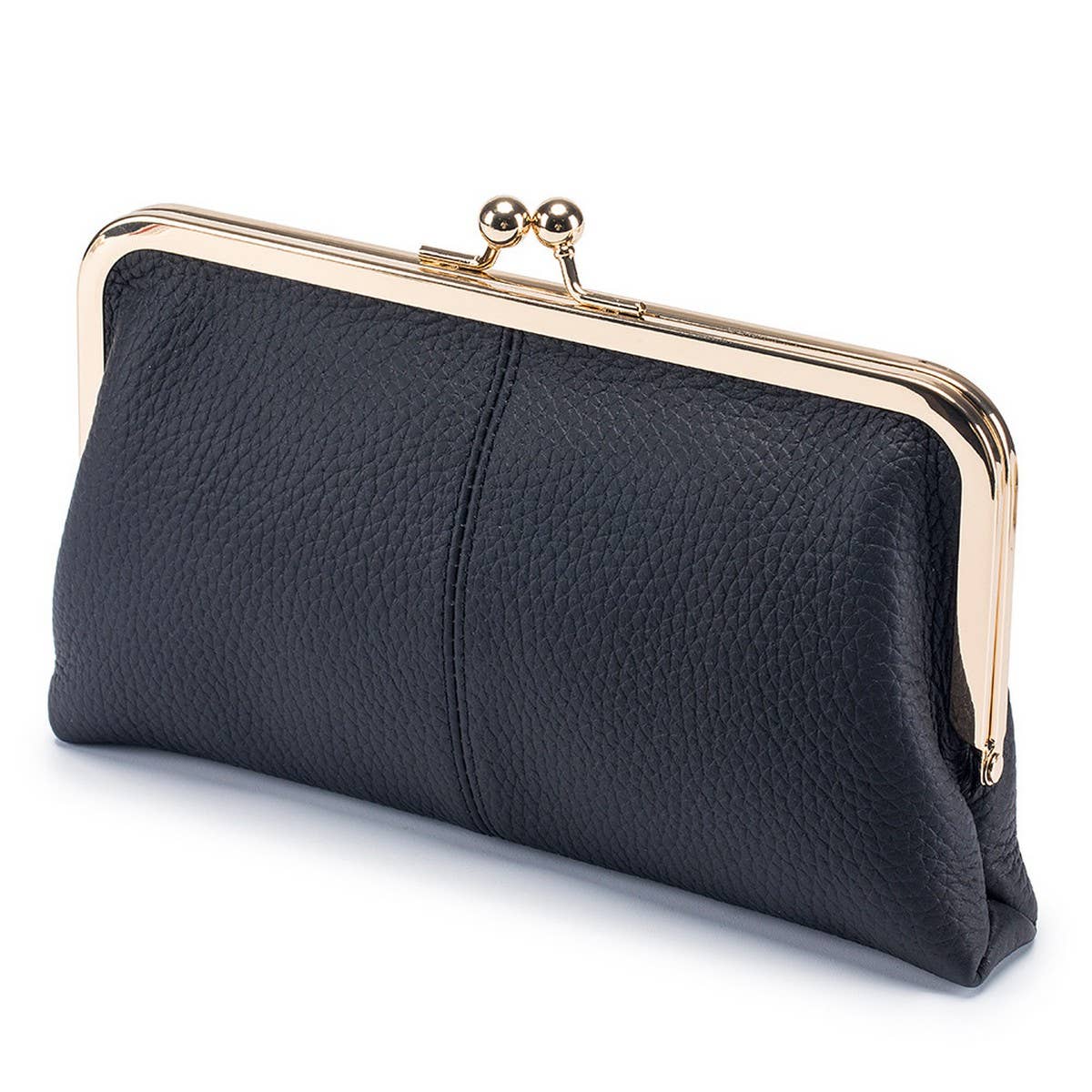 GENUINE LEATHER SIMPLE FASHION CLIP BAG LONG WALLET_CWAB3739