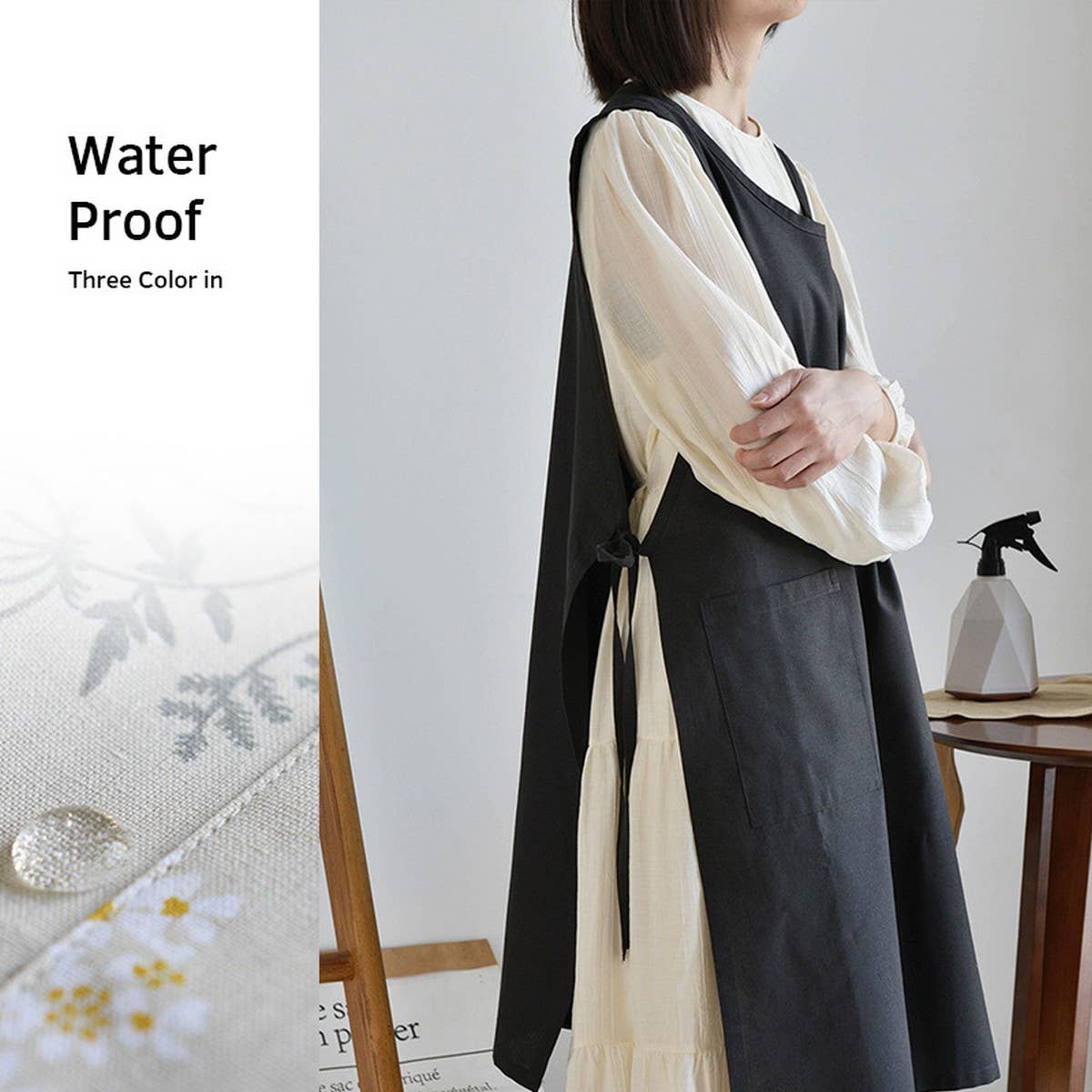 Waistband Cotton linen Aprons with pockets