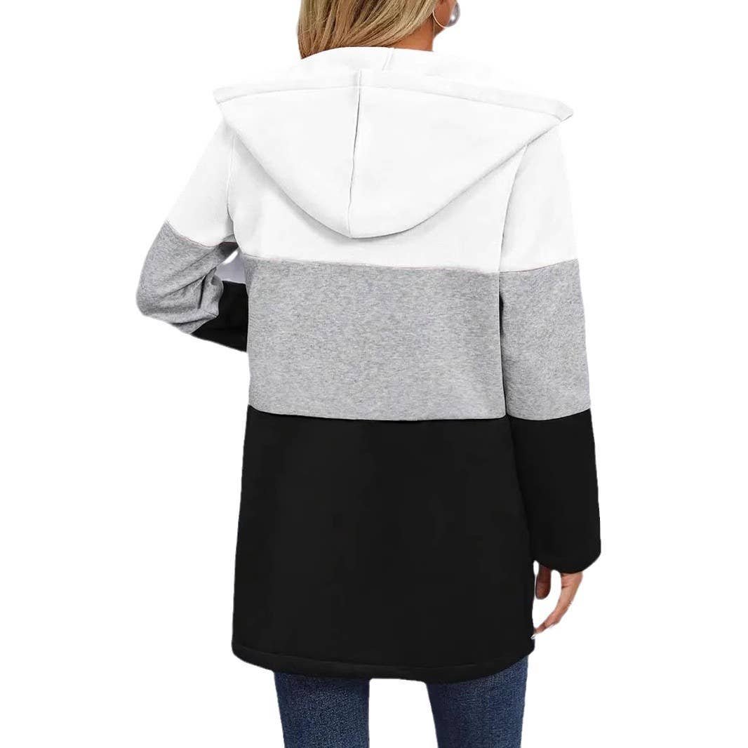 CASUAL FASHION LOOSE COLOR MATCHING HAT COAT