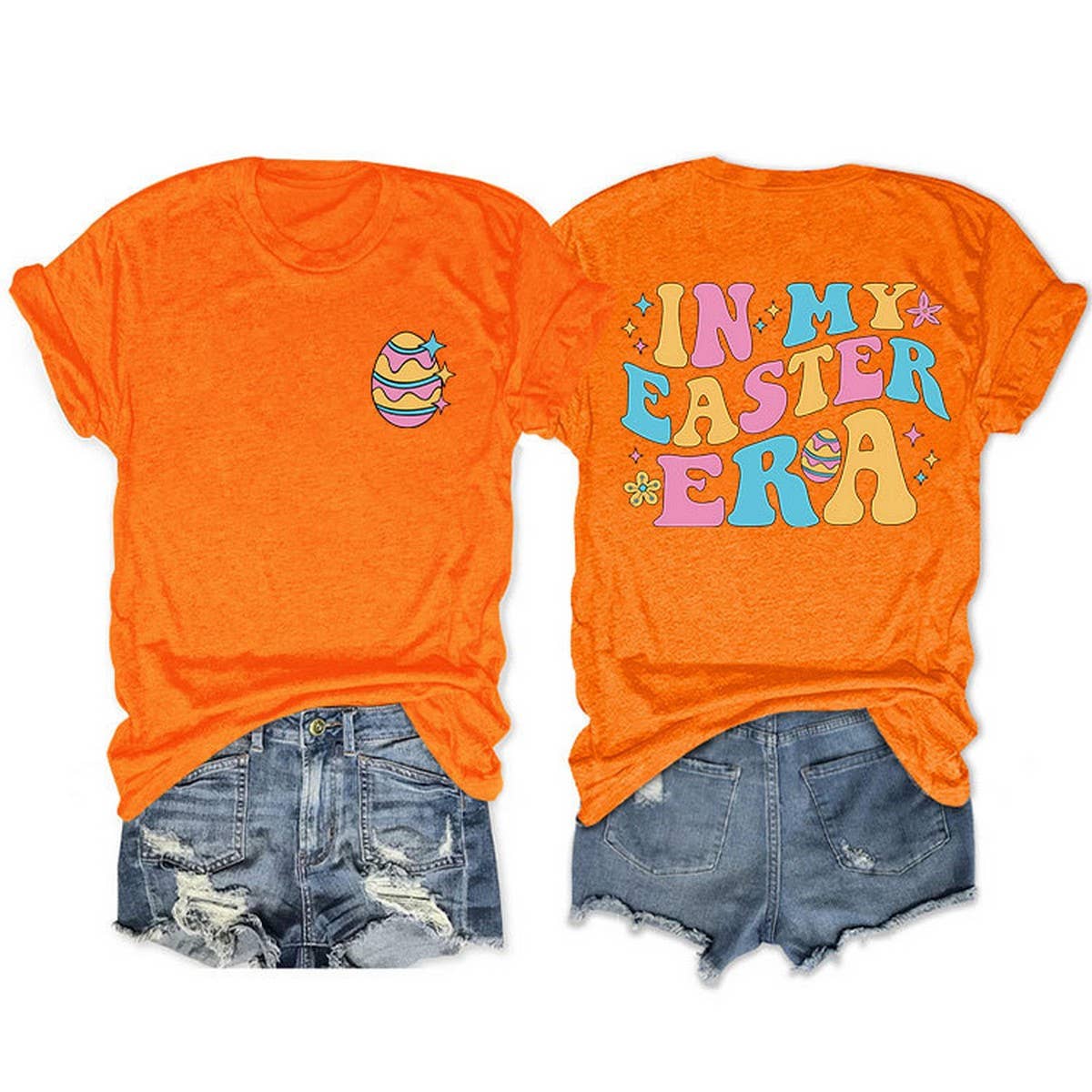EASTER TREND DOUBLE SIDED LETTER PRINTED TEES_CWTTS0869