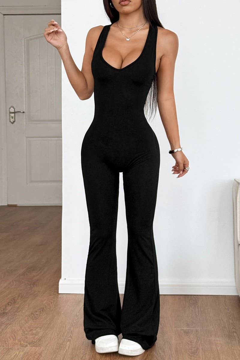 CWSJS1570_SUMMER HOT GIRL HALTER NECK V-NECK SEXY JUMPSUIT
