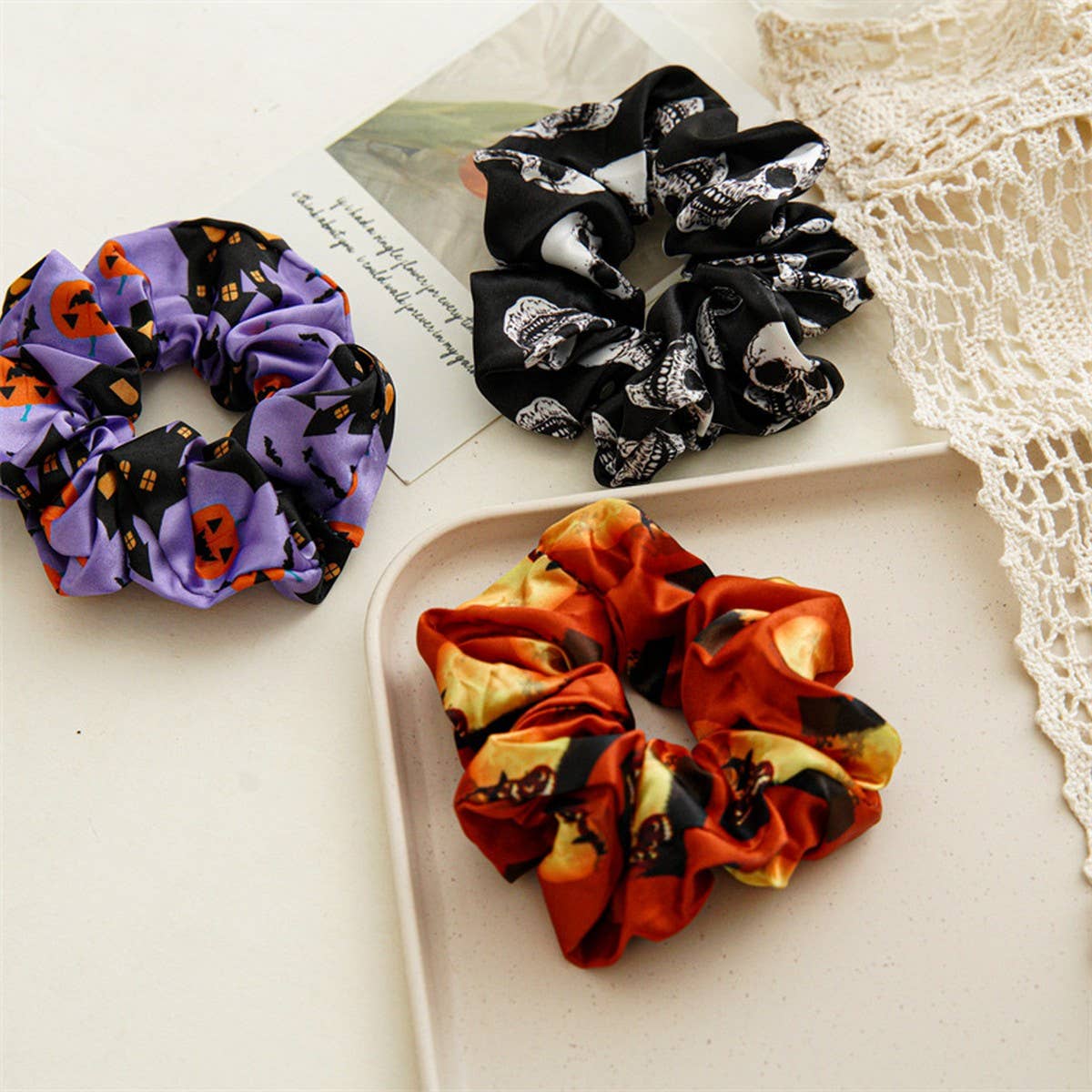 HALLOWEEN PRINTED LARGE INTESTINE HAIR TIE_CWAHA1469