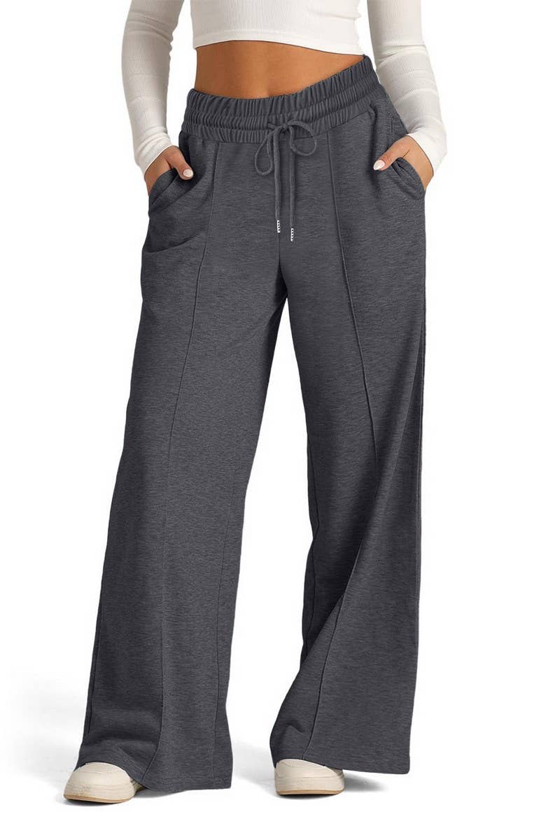 CWBLP1855_SOLID COLOR WAIST WIDE-LEG CASUAL TROUSERS