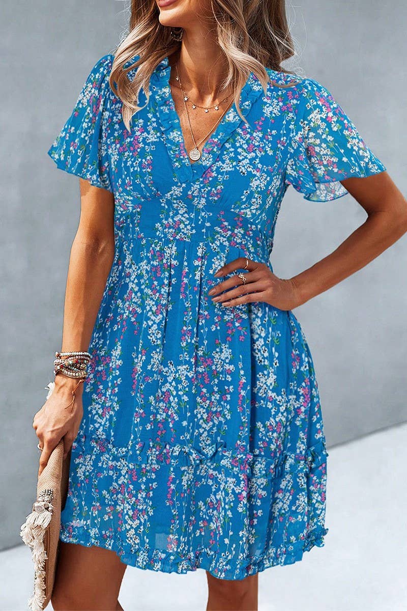 CWDSD10492_SUMMER CASUAL HOLIDAY STYLE FLORAL DRESS