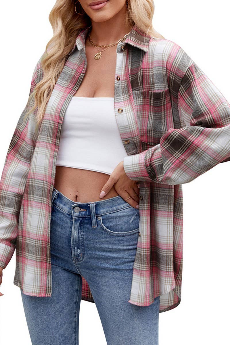 CWTSTL1455_LOOSE-FITTING BUTTON-DOWN PLAID SHIRT